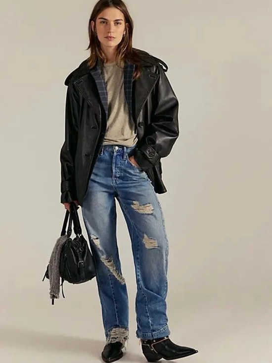 Free People Denim - Free People / WE THE FREE Low Rise Straight Curve Jeans Torn to Pieces NWT
